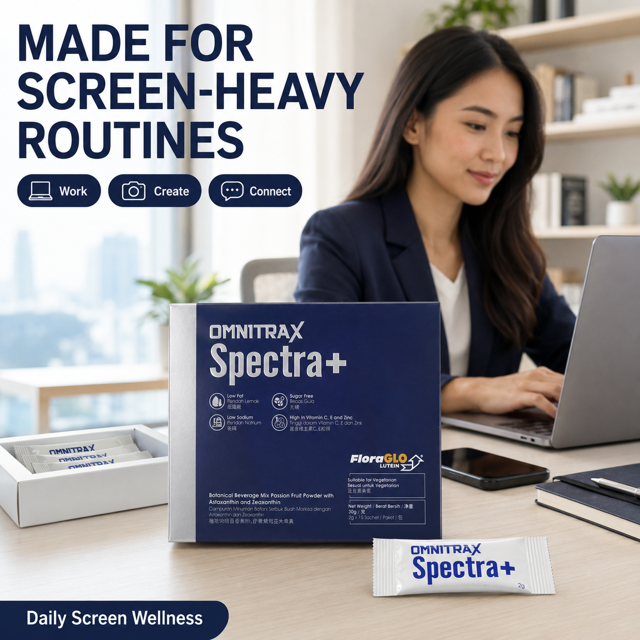 OMNITRAX SPECTRA+ Lutein Powder Sachets | Passion Fruit | 15 × 2g
