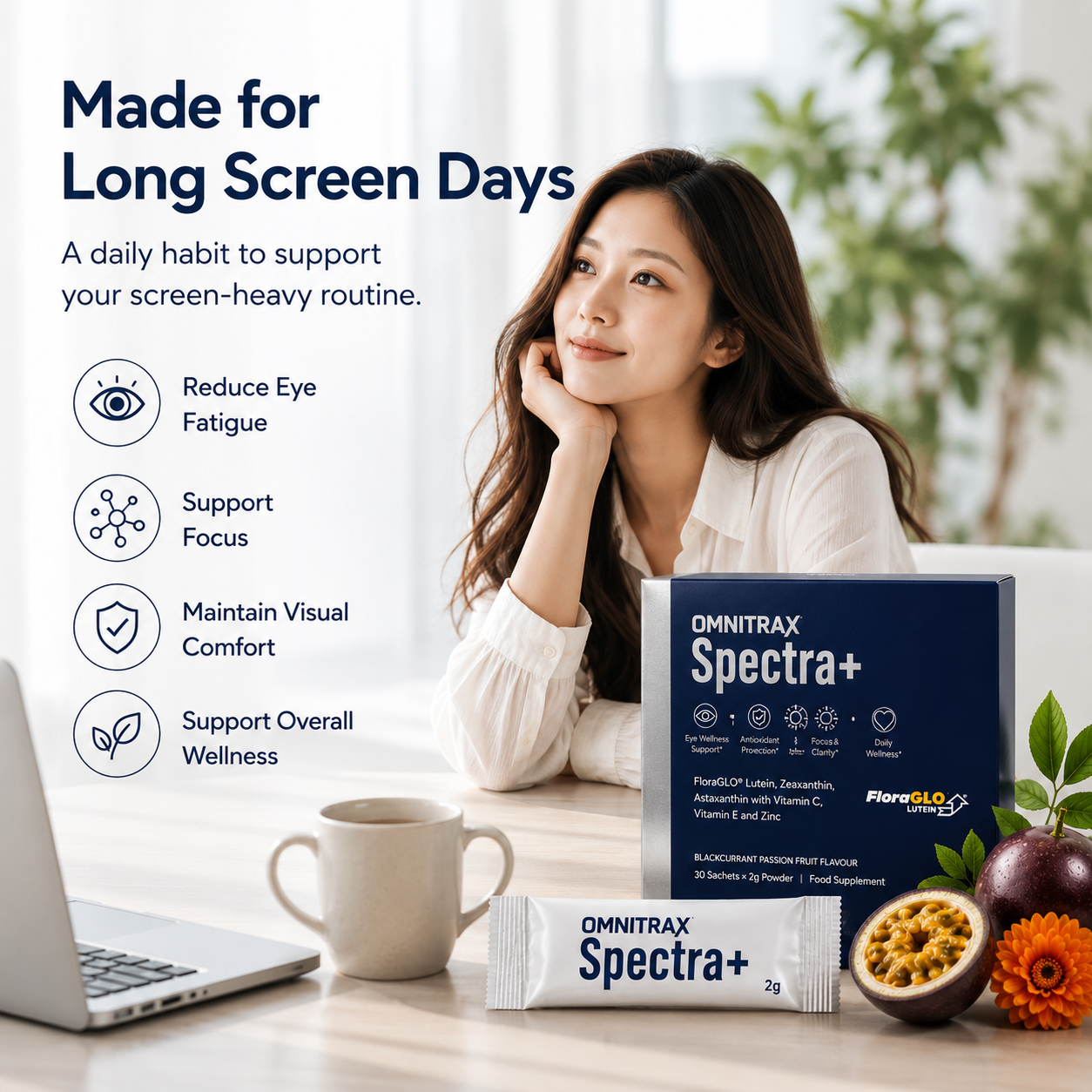 Daily screen wellness routine for office workers, students and digital device users.